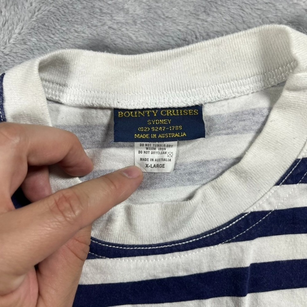 VTG Bounty Cruises Sydney T-Shirt XL Nautical Marine Striped Rugby Style - Picture 6 of 9